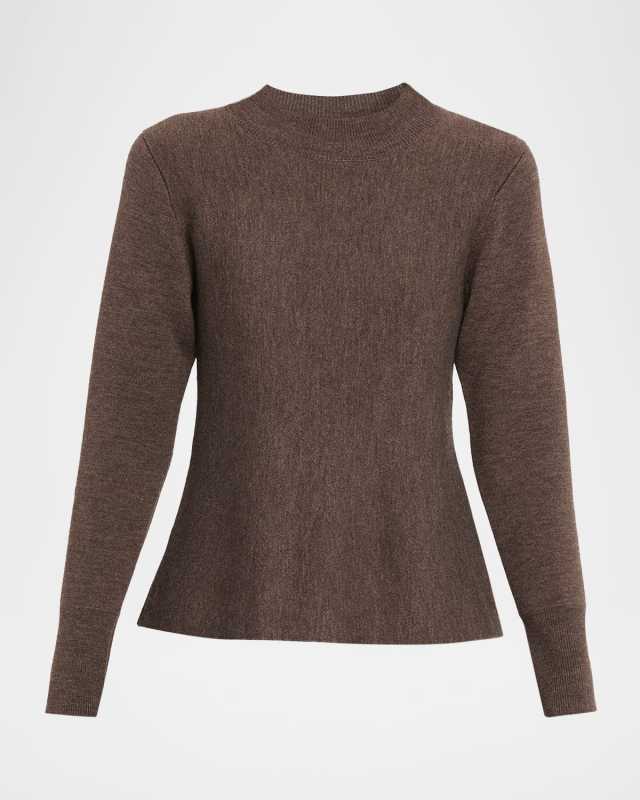 Knott Flare-Hem Melange Knit Sweater